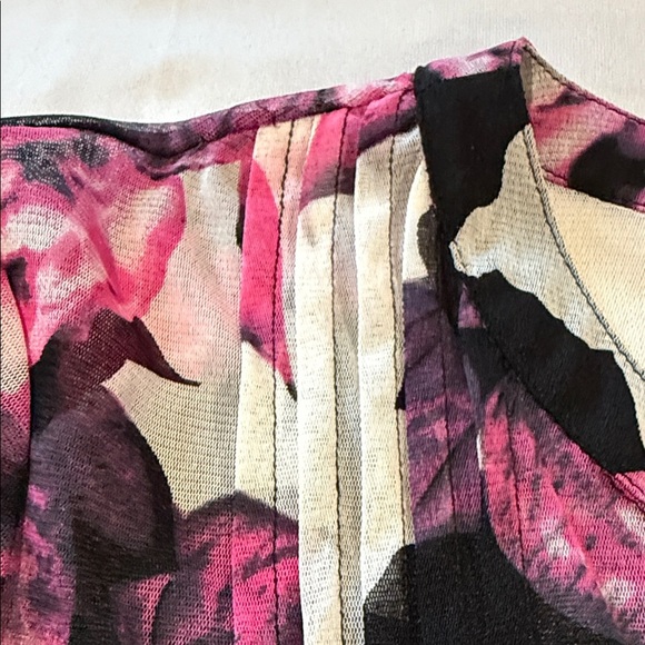 INC International Concepts Blouse & Camisole Floral Sheer Pink Black Women's SzL - Picture 14 of 15
